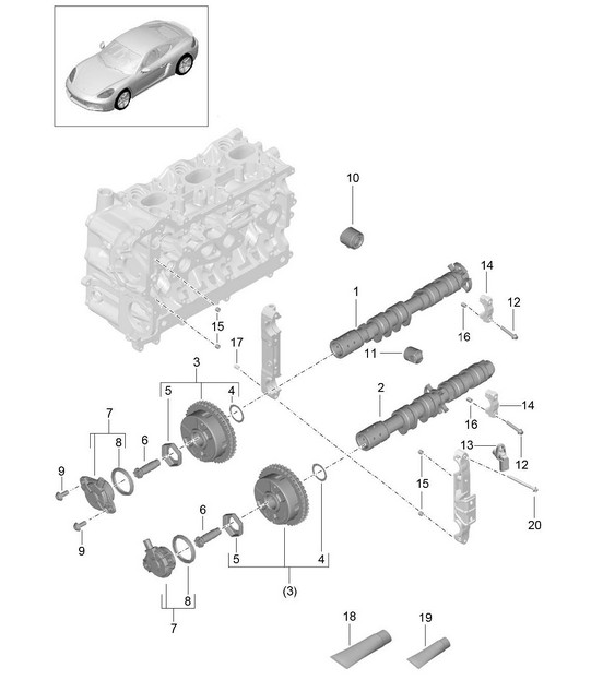 Arbre à cames / Poussoir hydraulique / Unité de réglage d'arbre à cames 718C (982C) Cayman 2017>>