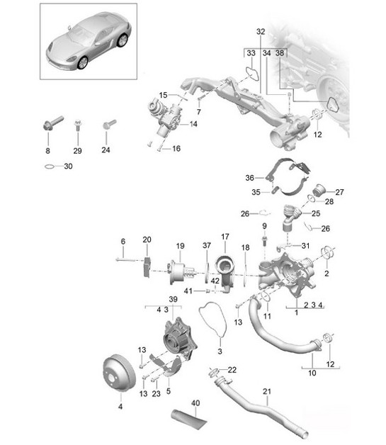 Diagram 105-000 Porsche Cayenne V6 3.0L Diesel 245 ch Moteur