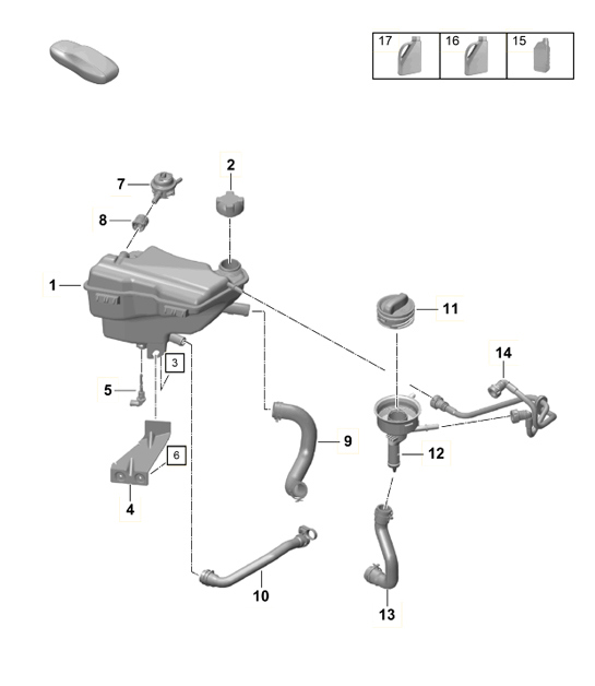 Diagram 105-021 Porsche 卡宴 S 4.5L V8 2003 年>> 引擎