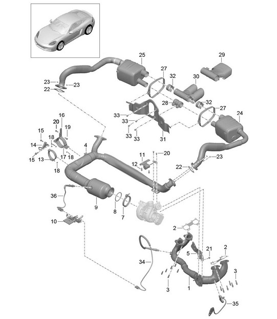 Echappement / Silencieux / Catalyseur 718C (982C) Cayman 2017>>
