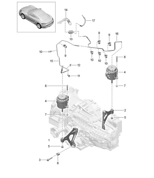 Getriebeaufhängung / Schraubverbindung / Motor 718C (982C) Cayman 2017>>