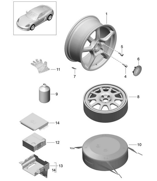 Diagram 601-000 Porsche Macan (95B) MK1 (2014-2018) Wheels, Brakes