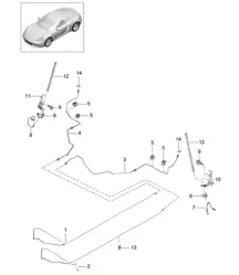 Conduites de frein / soubassement - centre arrière - 718C (982C) Cayman 2017>>