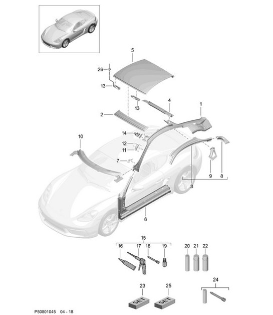 Diagram 801-045 Porsche Cayman 718C (982C) 2017>> Body
