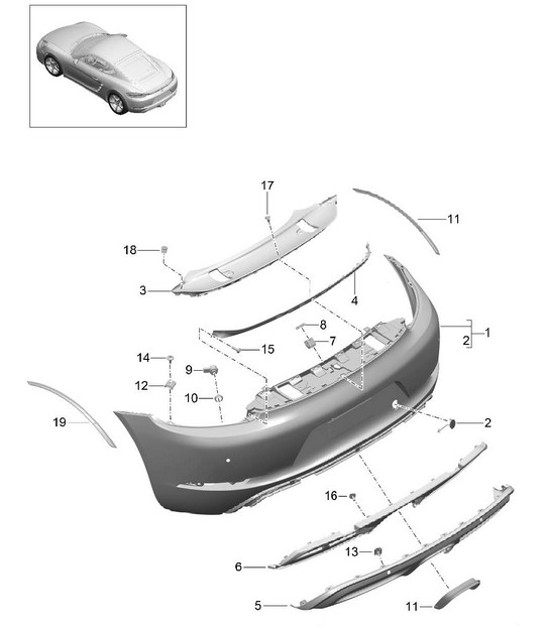 Diagram 802-023 Porsche 957 Cayenne 3.0L Diesel 2007-10 Body