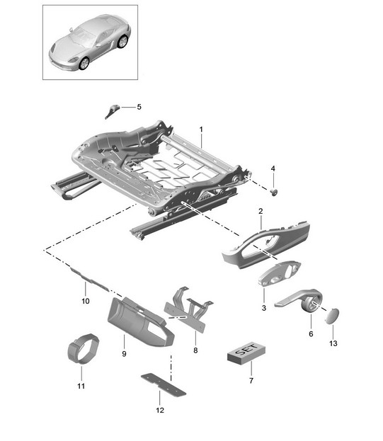 Structure de siège / siège sport / Accessoires / Support / Extincteurs (PR:313,314, 321,322) 718C (982C) Cayman 2017>>