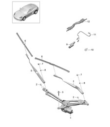 Système d'essuie-glace complet / Capteur de pluie 718C (982C) Cayman 2017>>