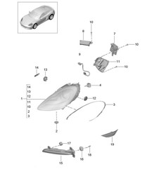 Faros / Faro adicional / Intermitente / Luz de posición lateral / Repetidor de intermitente (PR:601,800) 718C (982C) Cayman 2017>>