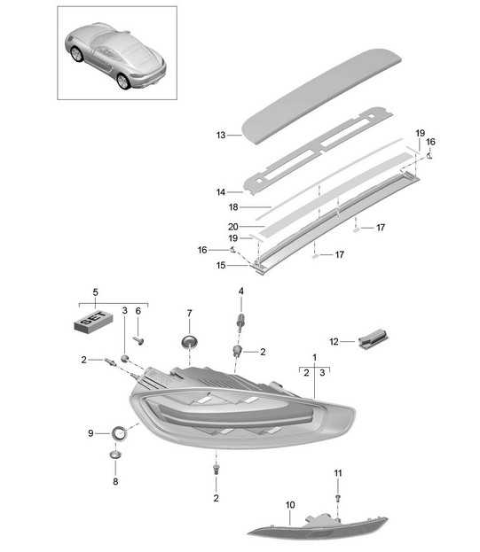 Luce posteriore / Luce targa / Luce stop supplementare / Luce retronebbia 718C (982C) Cayman 2017>>