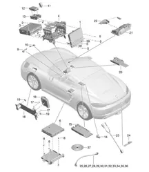 Control panel / Navigation system / Central computer / TV / microphone / Camera 718C (982C) Cayman 2017>>