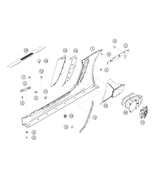 Garniture de longeron / Ventilation 982 Cayman GT4 Clubsport 2019-2020