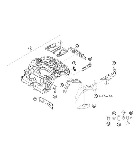 Diagram 8.8-04 Porsche Cayenne MK3 (958) 2010-2017 Carrosserie