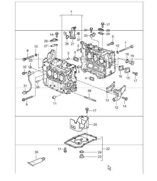 crankcase 986 Boxster 1997-04