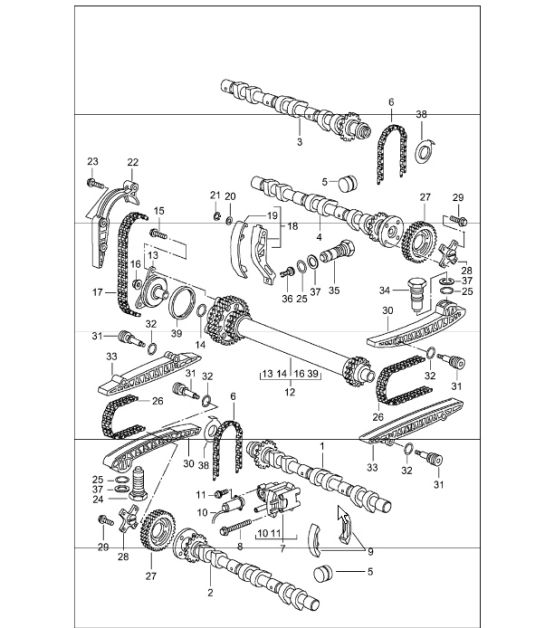 mecanismo de accionamiento del árbol de levas 986 Boxster 1997-04