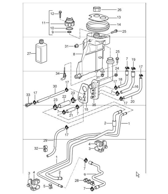 Diagram 105-20 Porsche 996 C4S 3.6L 09/01-2005 Motor