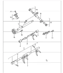 manual transmission: shift rods shift forks for Boxster G86.00 1997-99 and Boxster G86.01 2000-04
