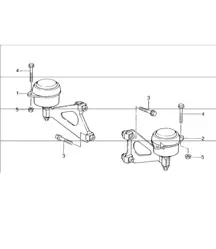 handgeschakelde versnellingsbak: transmissieophanging, draadverbinding, motor voor 986 Boxster G86.01 TOT 1999 en 986 Boxster G86.01 vanaf 2000