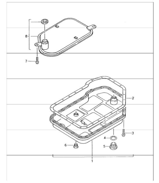 tiptronic: oil filter and oil pan for 986 Boxster A86.00 1997-99, 986 Boxster A86.05 2000-04 and 986 Boxster S A86.20 2000-04