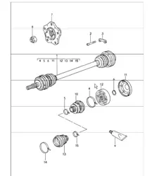 eje de transmisión y cubo de rueda para 986 Boxster HASTA 2002