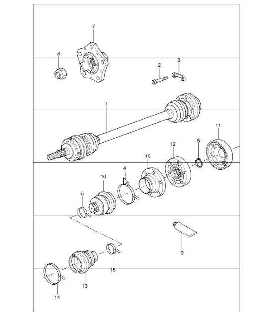 Antriebswelle und Radnabe für 986 Boxster ab 2003