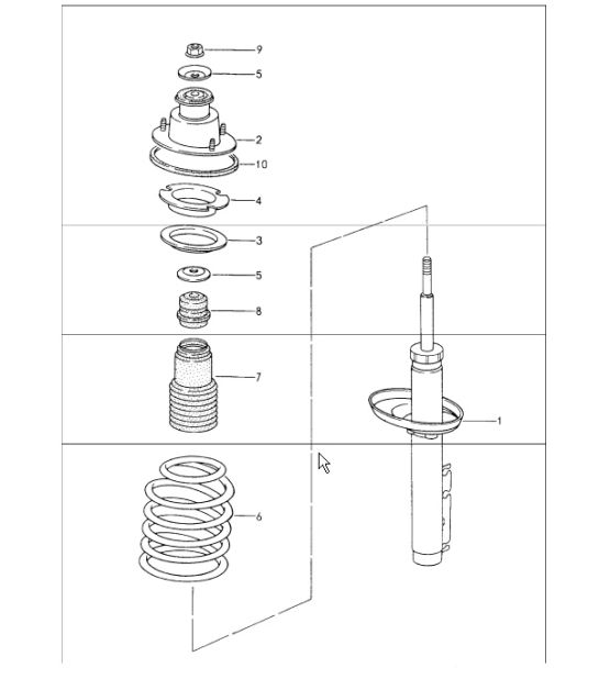 shock absorber coil spring 986 Boxster 1997-04