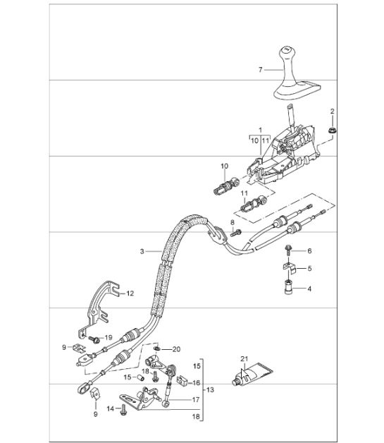 commande de transmission, transmission manuelle 986 Boxster 1997-04