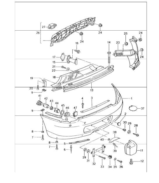 bumper achter 986 Boxster 1997-04