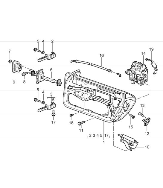 door in white, installation parts, door lock 986 Boxster 1997-04