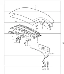 convertible top covering roofliner 986 Boxster 1997-04