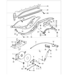 driving mechanism, convertible top, convertible top compartm., lid for 986 Boxster 1997-04