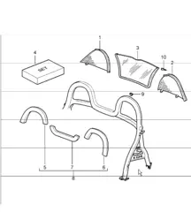 wind deflector and linings roll-over bar 986 Boxster 1997-04