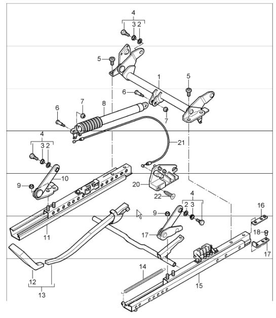 seat adjuster, standard seat with height adjustment 986 Boxster 1997-04