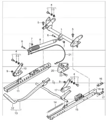 seat adjuster, standard seat with height adjustment 986 Boxster 1997-04