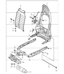 backrest frame, seat frame 98 and sports seat 986 Boxster 1997-04