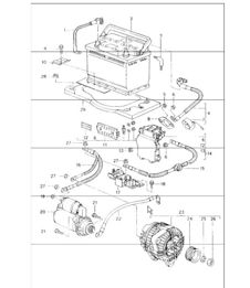 battery, power distributor, starter, generator 986 Boxster / Boxster S 1997-04
