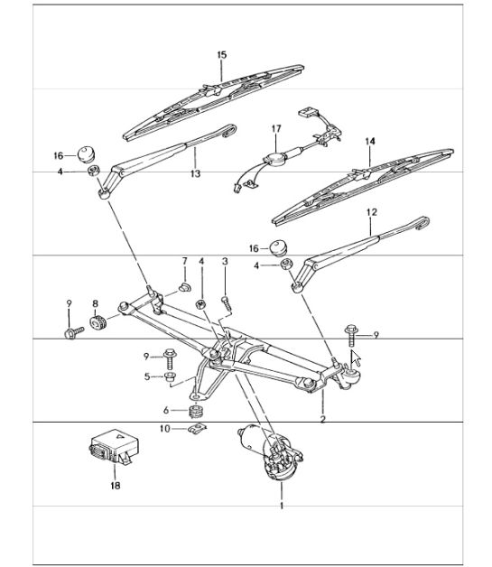 windscreen wiper system and rain sensor (M265) for 986 Boxster 1997-04