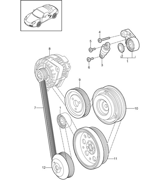 Riemspanner / V-riem (Model: A120,A121) 987.2 Boxster / Boxster S 2009-12