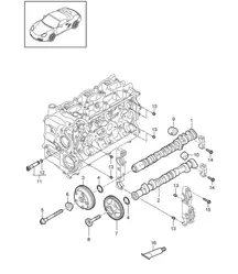 Arbre à cames / Poussoir hydraulique / Unité de réglage d'arbre à cames (Modèle : A120,A121) 987.2 Boxster / Boxster S 2009-12
