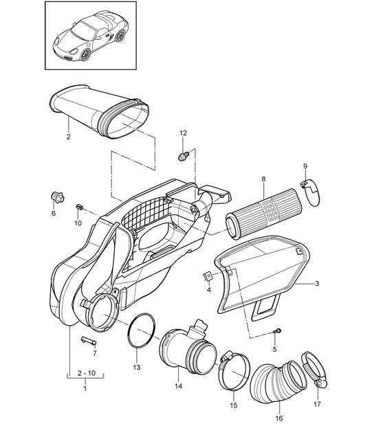 Luftfilter (Modell: A120, A121) 987.2 Boxster / Boxster S 2009-12