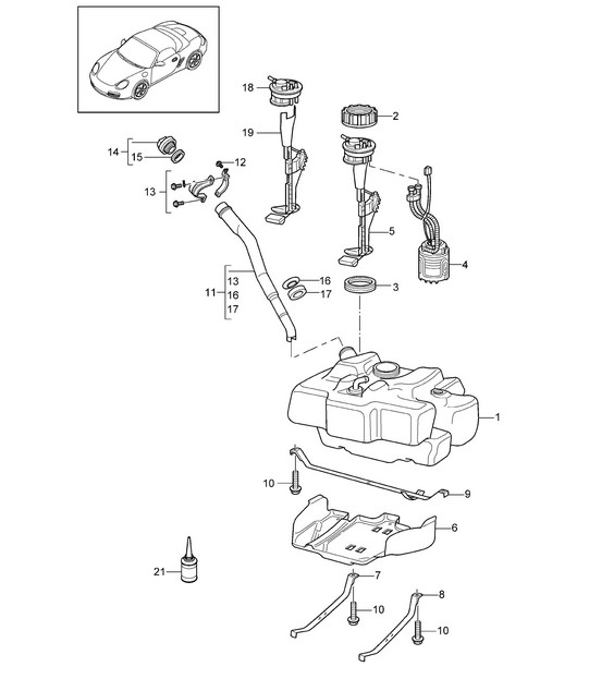 Depósito de combustible 987.2 Boxster / Boxster S 2009-12