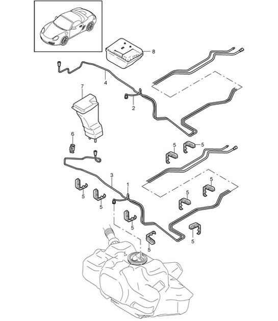Diagram 201-005 Porsche 993 (911) C2S 1994-97 Fuel System, Exhaust System