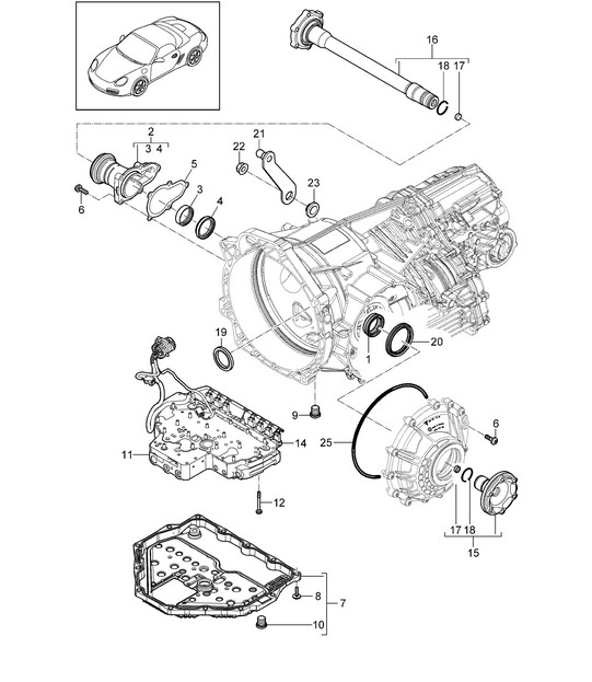 - PDK - Boîte de vitesses / Pièces détachées (Modèle : CG200,CG220) 987.2 Boxster / Boxster S 2009-12