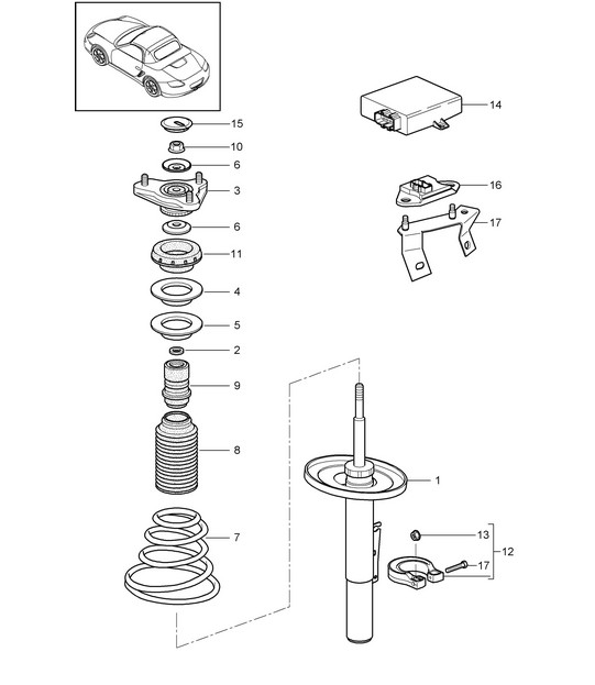 Suspension / Shock absorber strut 987.2 Boxster / Boxster S 2009-12