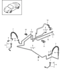 Brake line / Underbody / Rear axle / Vacuum line 987.2 Boxster / Boxster S 2009-12