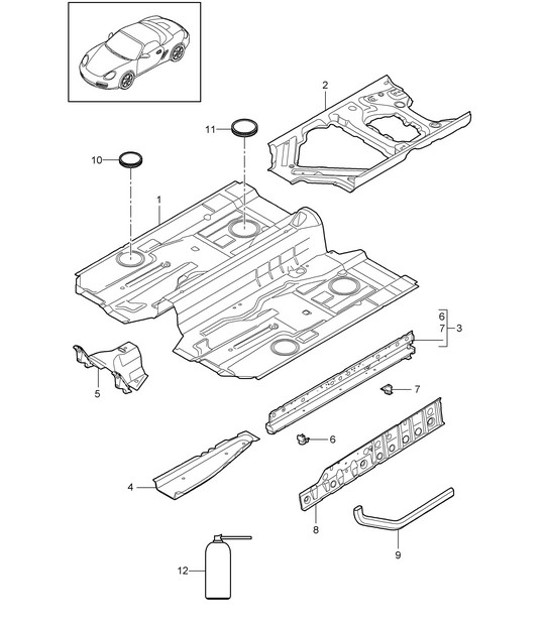 Diagram 801-020 Porsche 955 Cayenne 3.2L V6 2003-06 Body