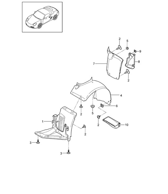 Garnitures pour Passage de roue 987.2 Boxster / Boxster S 2009-12