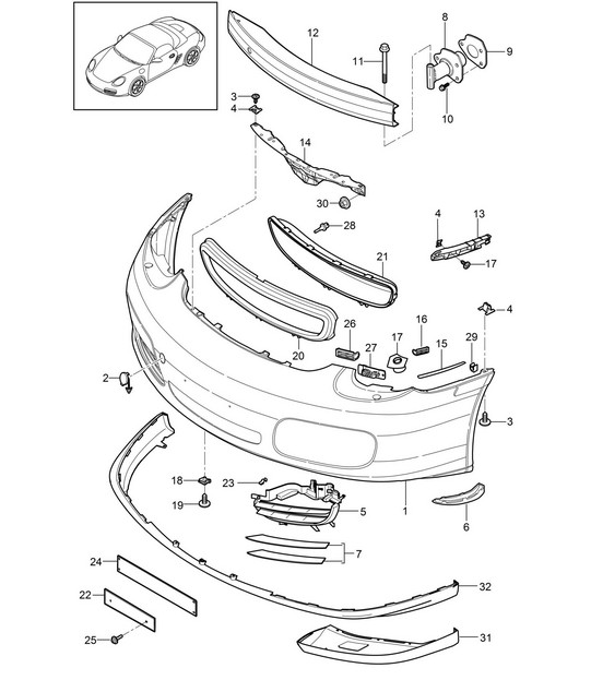 Front bumper 987.2 Boxster / Boxster S 2009-12
