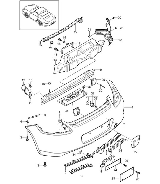 Pare-chocs arrière 987.2 Boxster / Boxster S 2009-12