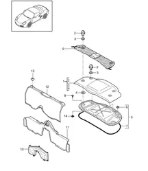 Garnitures / Compartiment moteur 987.2 Boxster / Boxster S 2009-12