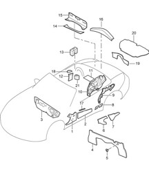 Carrosserie / Geluidsisolatie 987.2 Boxster / Boxster S 2009-12